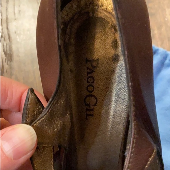 PACO GIL brown leather maryjane wedge pumps - Picture 8 of 9